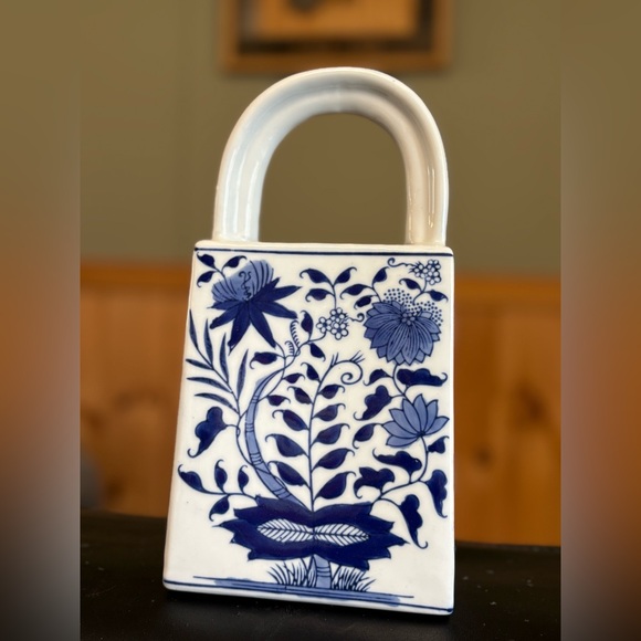 Formalities Other - Formalities By Baum Bros Vase Basket Cobalt Blue And White